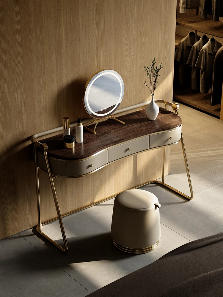 Solid Wood Dressing Table Trending Creative Bedroom Walnut New Modern Simple and Light Luxury Makeup Table