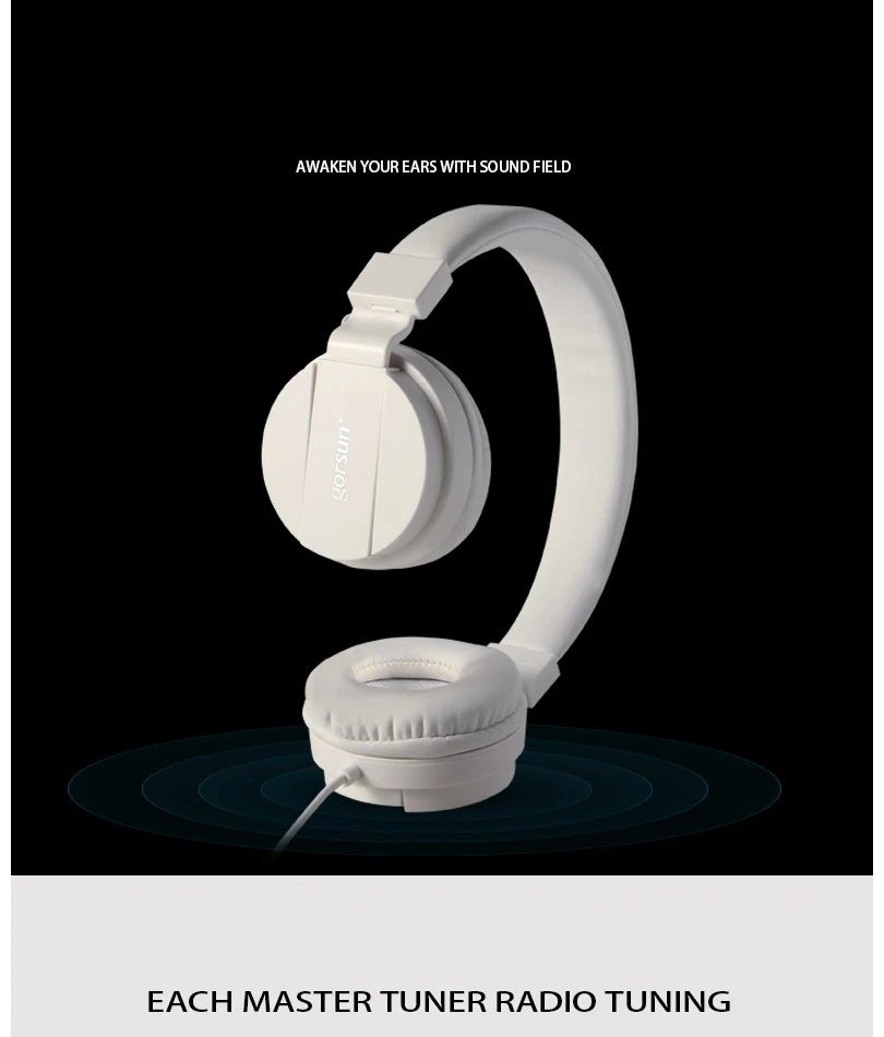 Gorsun GS778 Headphone Bass Headset Kids Adult Stereo Foldable 3,5mm AUX Super Sound For Phone MP3 MP4 No Charging White Black