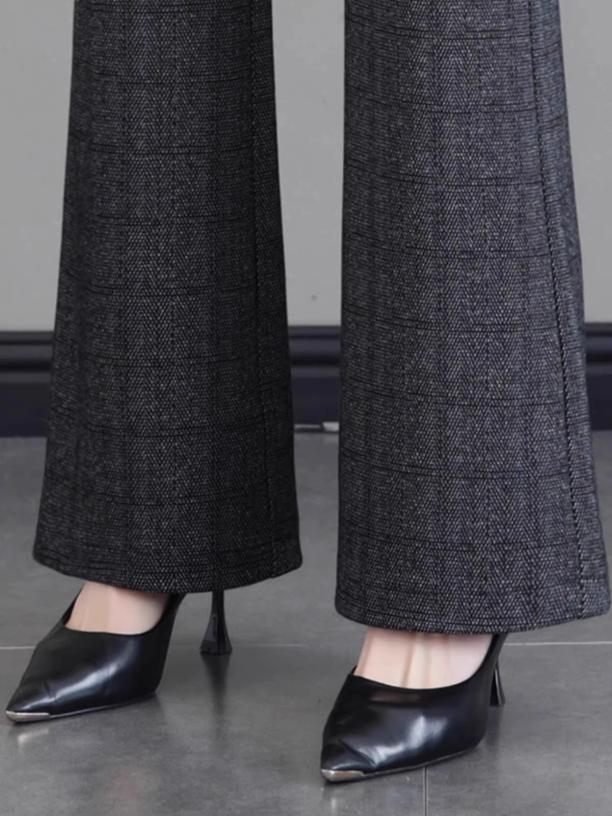 

High Waist Thiened Woolen Flared Pants for Middle-Aged Women Casual Autumn Winter Faion Mom Jeans High Waist Flared Trousers