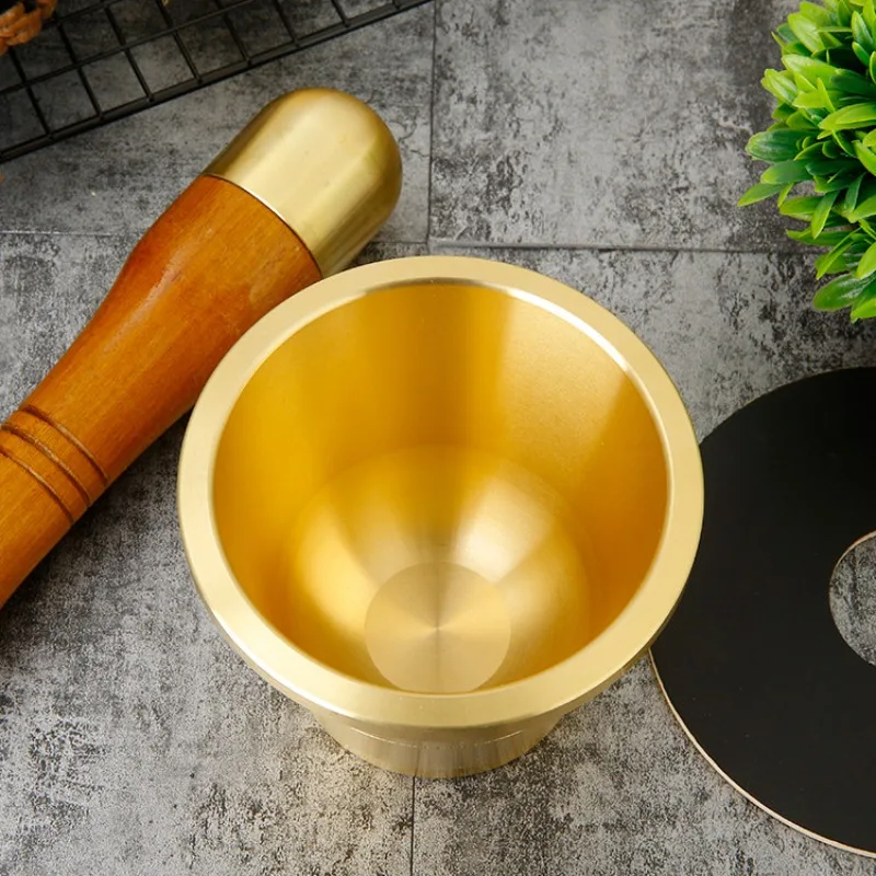 

Solid brass tamping traditional Chinese medicine tamping cup medicine mortar cylinder mortar