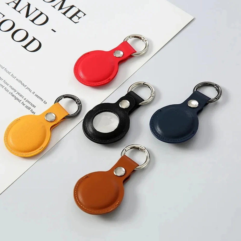 Leather Case For Apple Airtag Anti-lost Positioning Keychain Shell Trackere For Air Tag Protective Key Ring Cover