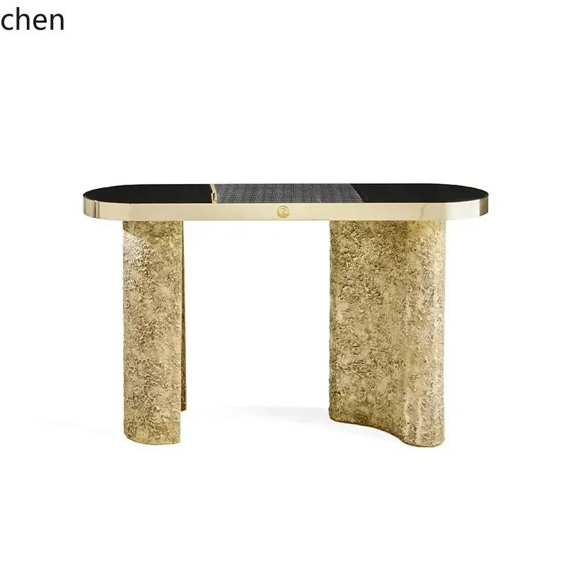 y9.3-marble lig luxury high sense modern creative villa corridor against the wall metal entrance table