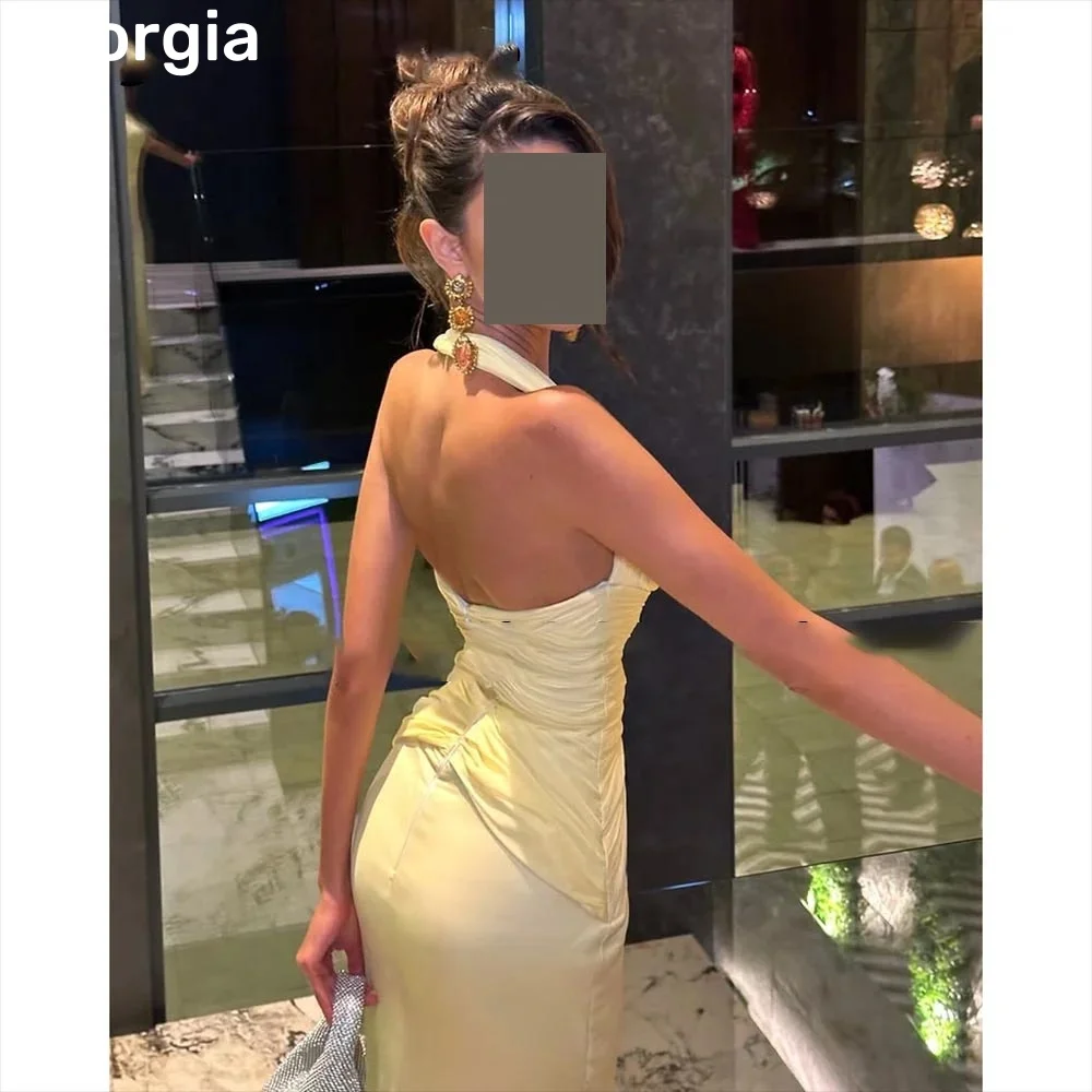 Elegant Customized Halter Mermaid Dresses For Special Events V-Neck Lining Ruffle Zipper Up Sleeveless Birthday Dresses Luxury