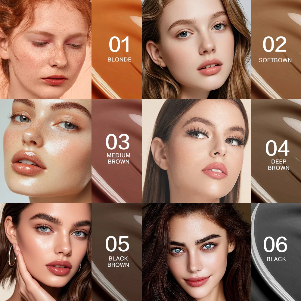 Henna do brwi DIY w domu, czarno-brązowy, naturalnie wyglądający wzmacniacz brwi, wodoodporny, długotrwały zestaw do farbowania brwi, 6 kolorów