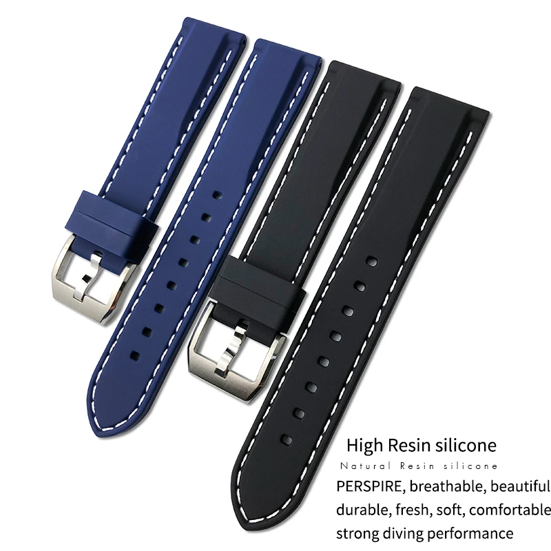 19mm 20mm 21mm 22mm Natural Rubber Watchband for IWC Big PILOT Watch Spitfire Portofino Family Mark 18 Soft Silicone Strap