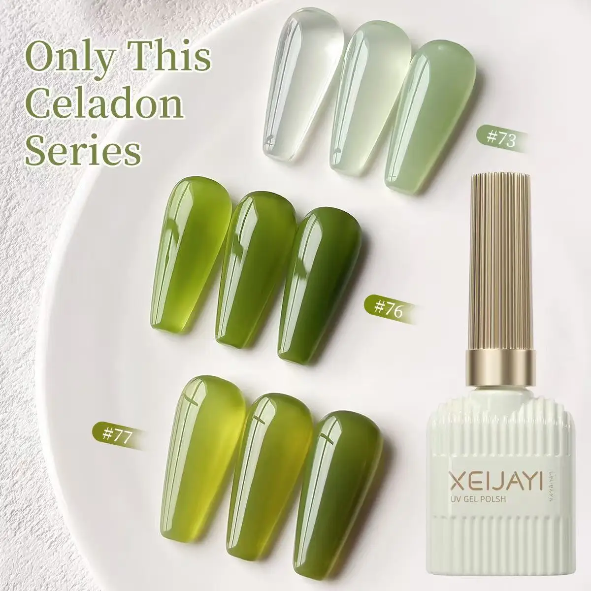 XEIJAYI 3 Colors Nail Gel Polish Set 15ml Avocado Green  Jelly Color Gel Top Coat Polish Uv Permanent Seedling Varnish