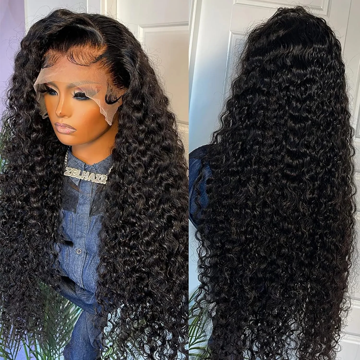 Deep Wave Lace Front Wigs Human Hair Glueless Wigs Pre Plucked Curly Human Hair Wigs for Women Water Wave 13x4 Lace Front Wigs