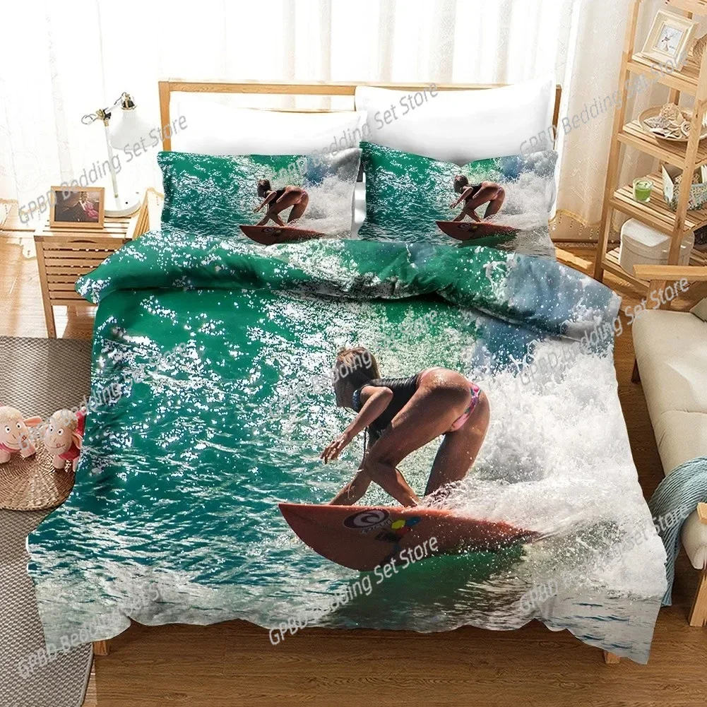 

Beach Surfing Bedding Set For Bedroom Soft Modern Bedspreads Comefortable Kids Duvet Cover Quilt Cover And Pillowcase