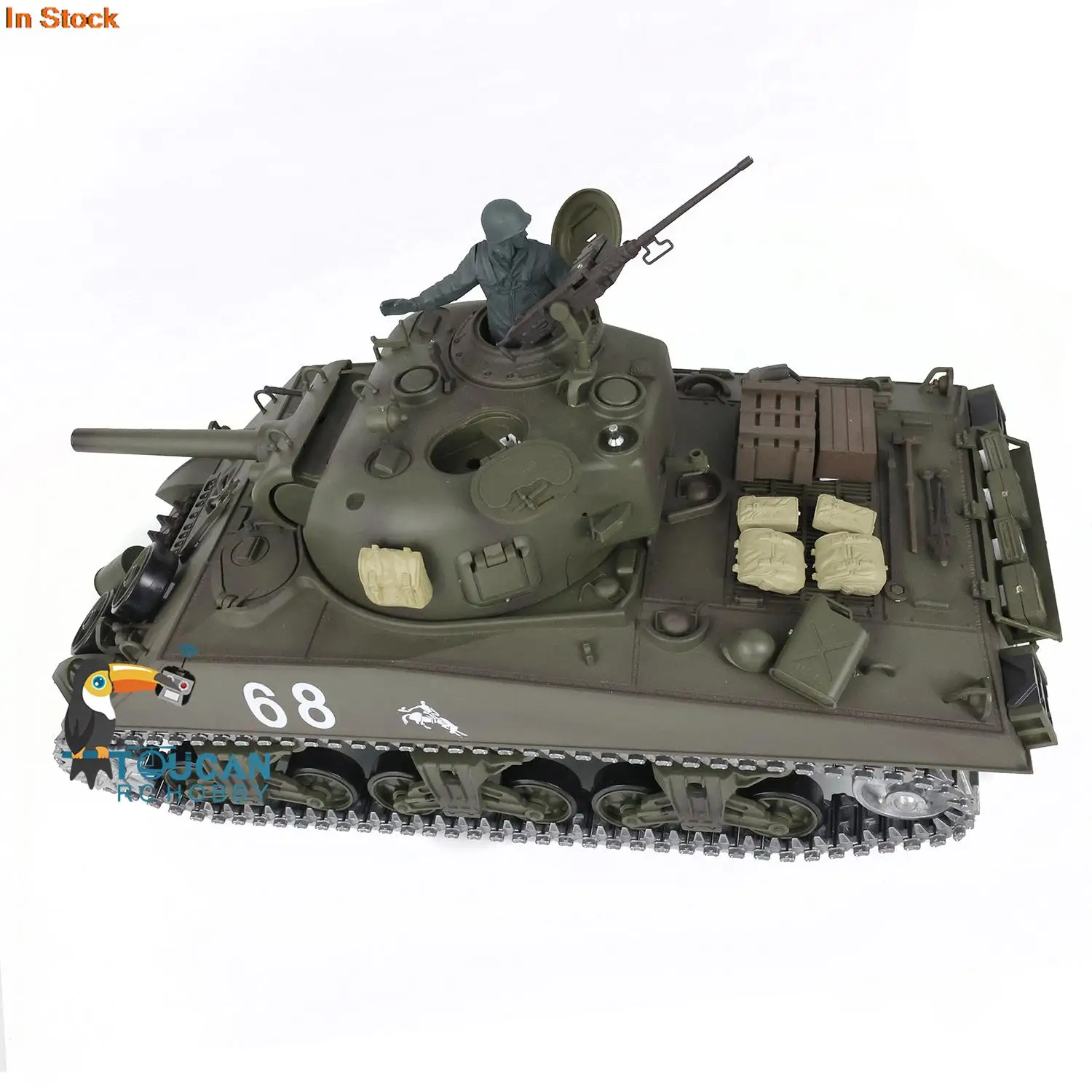 1/16 HENG LONG RC Tank 7.0 Upgraded M4A3 Sherman 3898 Metal Tracks Barrel Recoil Gearbox Idler Smoke Unit Engine Sound TH17673