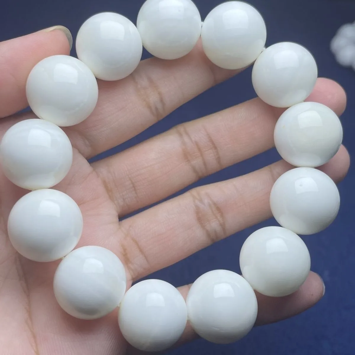 Natural Deep-Sea Shells From The South China Sea, Organic Gemstones, Milky White And Flawless Buddhist Prayer Beads, Bracelets,