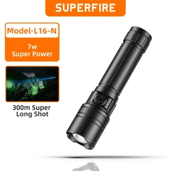 SUPERFIRE L16-N Rechargeabl Flashlight High Power Portable Torch Searchlight Emergency Aluminum Alloy Zoom FlashLight Waterproof