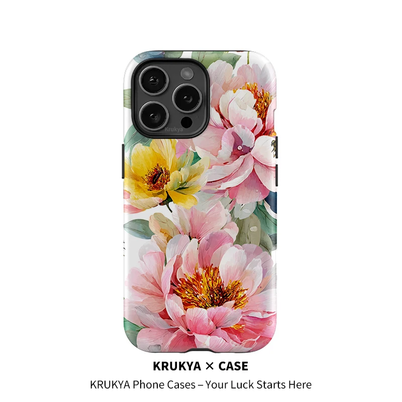 

Роскошный чехол для телефона Krukya с цветочным узором для iPhone 16 Pro Max 15 14 Plus 13 12 11 X XR XS Max SE 2020, матовый противоударный чехол для ПК