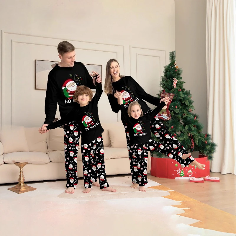 

2025 Family Christmas Pajamas Parent-child Clothing Set Santa Claus Print 2 Pieces Suit Soft Loose Sleepwear Xmas Look Pyjamas