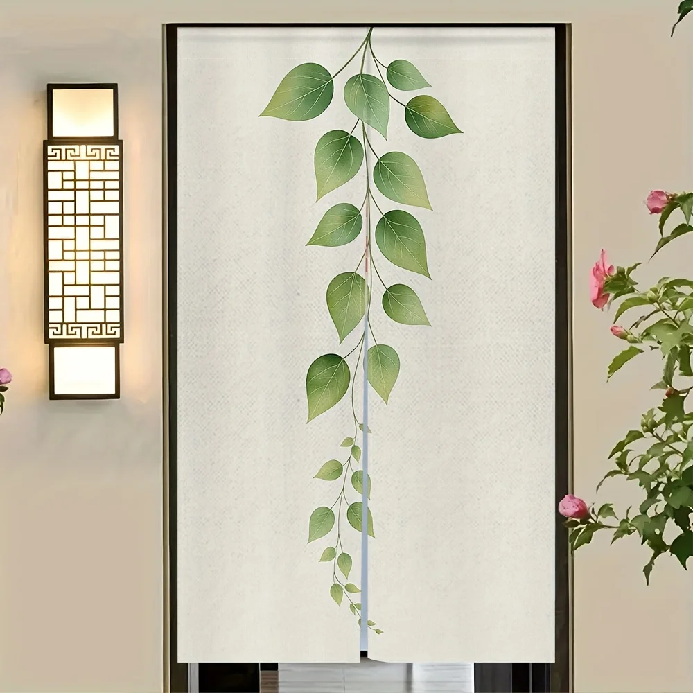 Elegant Botanical Leaf Curtains Panel Modern Room Divider Privacy Screen Indoor Greenery Nature Window Curtain Decor