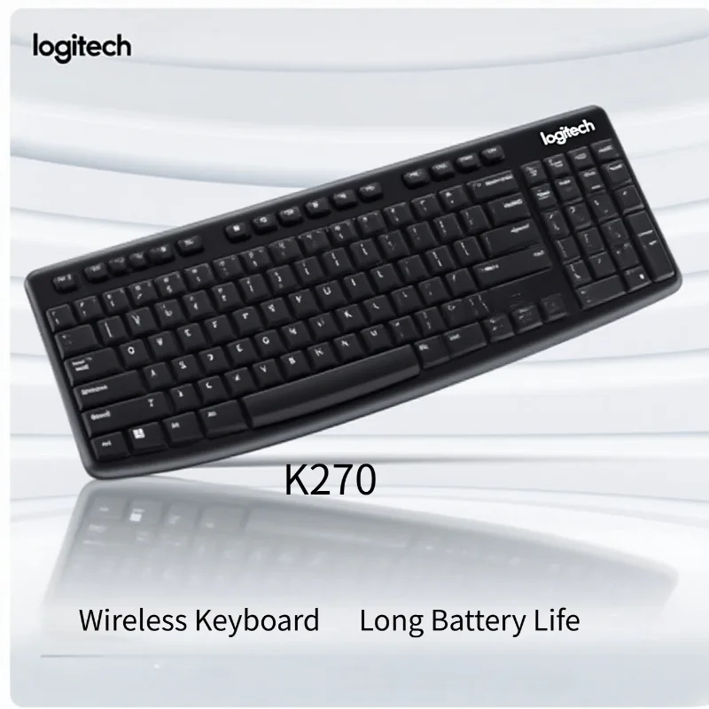 

Беспроводная клавиатура Logitech K270, 2,4 ГГц, длительный срок службы батареи, 8 бытовых клавиш, полноразмерная, подходит для офиса, бизнеса и домашнего использования