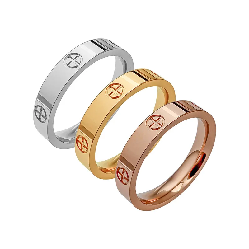 

Cross Titanium Steel Ring, Couple Ring, Light Luxury, Non-Magnetic, Cold Style, Men's and Women's Hand Jewelry