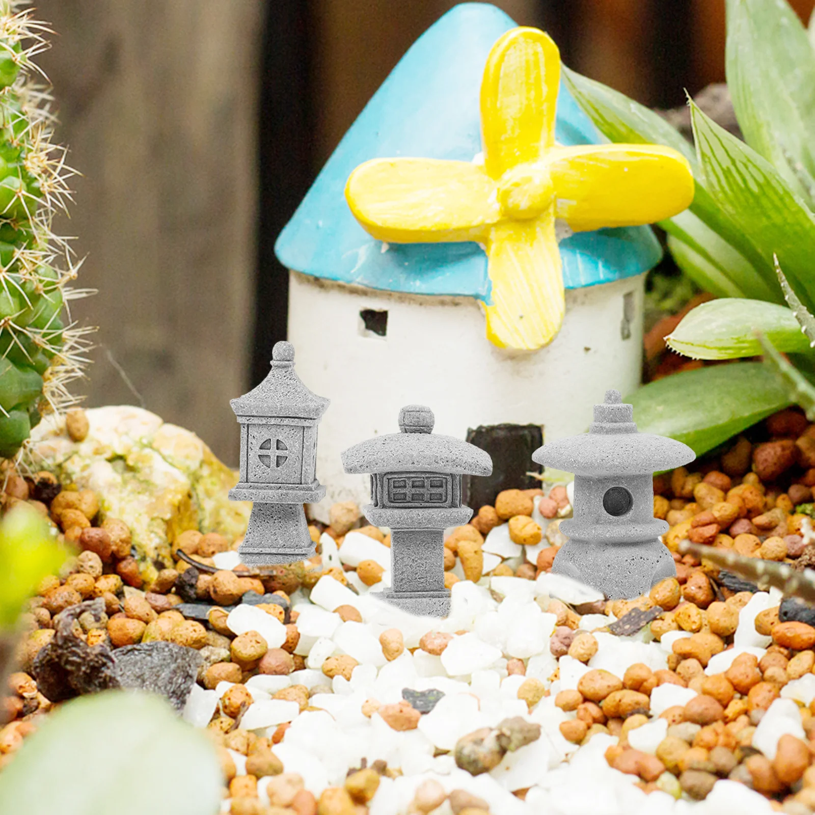 

6Pcs Pagoda Garden Statue Sandstone Mini Pagoda Ornament Micro Landscape Decoration Bonsai Aquarium Supplies Miniature Pavilion