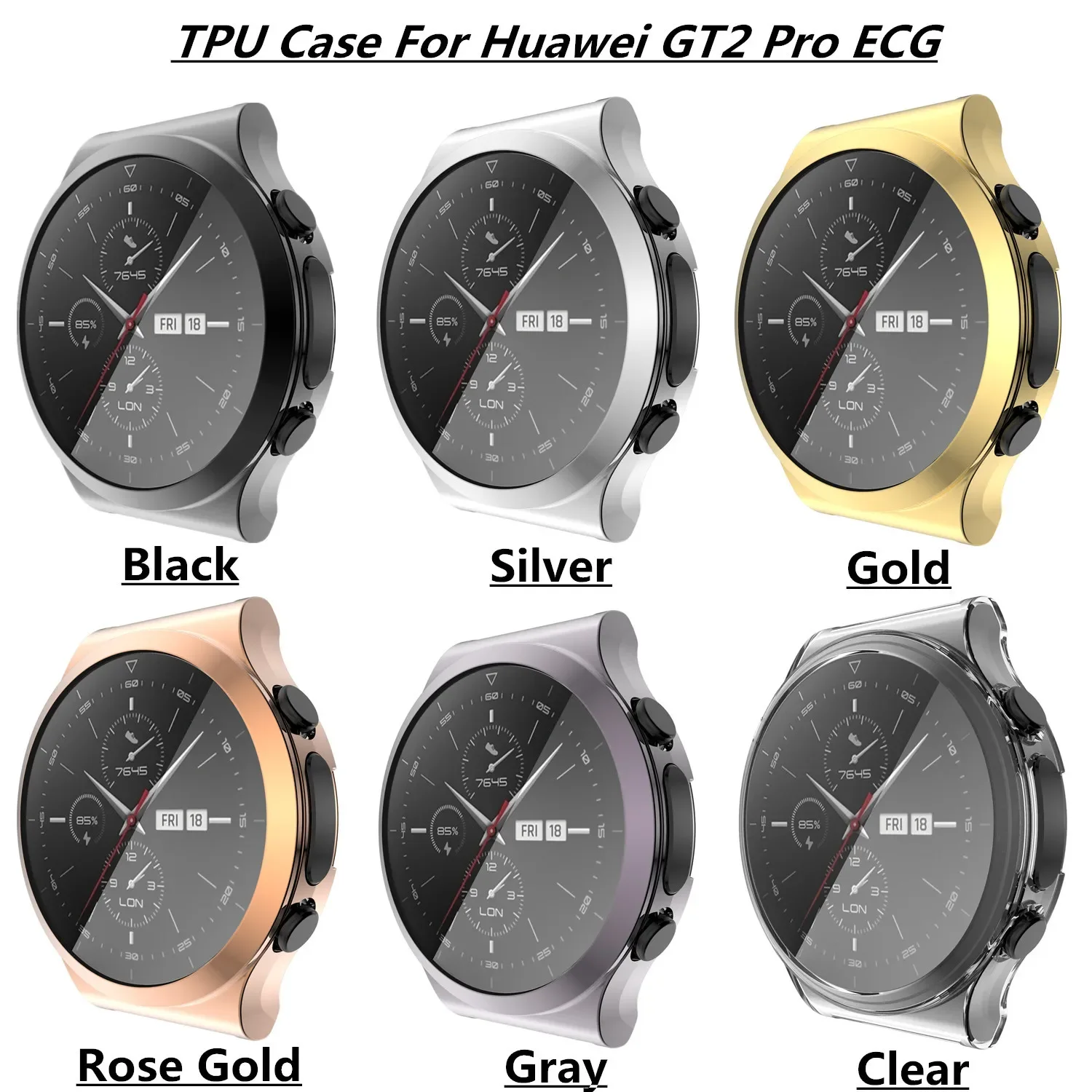 Funda para reloj inteligente GT2 Pro ECG Gold PP Bag, Protector rosa dorado, a prueba de golpes, plata, TPU, 3D, cubierta completa, nuevo