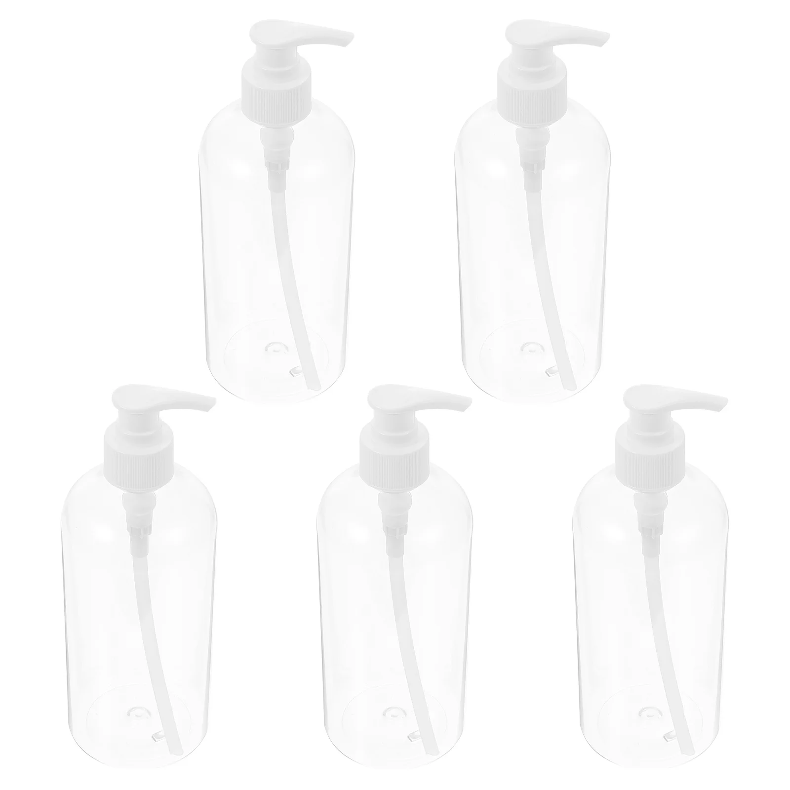 5Pcs Refillable Liquid Bottles Plastic Press Pump Design Empty Lotion Dispensers Bathroom Hand Soap Container Travel Shampoo