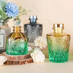 Colorful Relief Glass Bottle Luxury Hotel Aromatherapy Dispenser Glass Jars and Lids Bathroom Decoration Aroma Diffuser Bottles