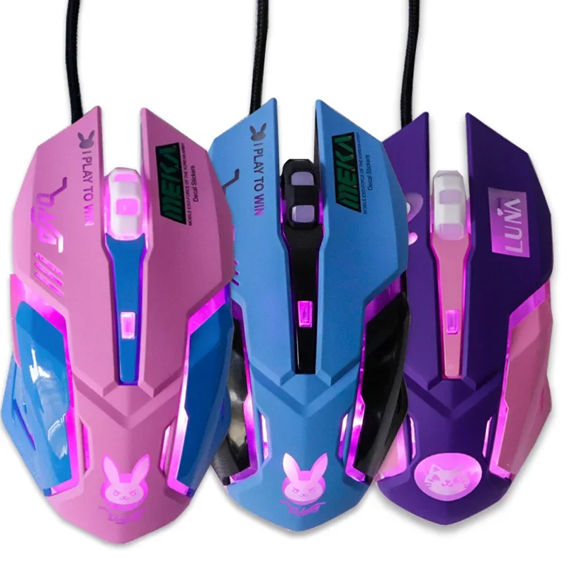 

2400DPI Gaming Mouse Color Backlit Silent Mouse USB Wired Gaming Mouse Pink Computer Professional for Lol Data Laptop