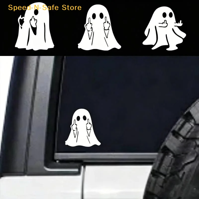 Funny Middle Finger Ghost Motorcycle Car Sticker Waterproof Weather Proof Decal for Auto Window Bumper Laptop Decor