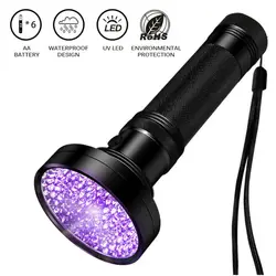 100 LED UV Ultraviolet Flashlight 395nm Blacklight Torch AA Battery Powered  Detection For Pet Stains Portable Led Lamp Light