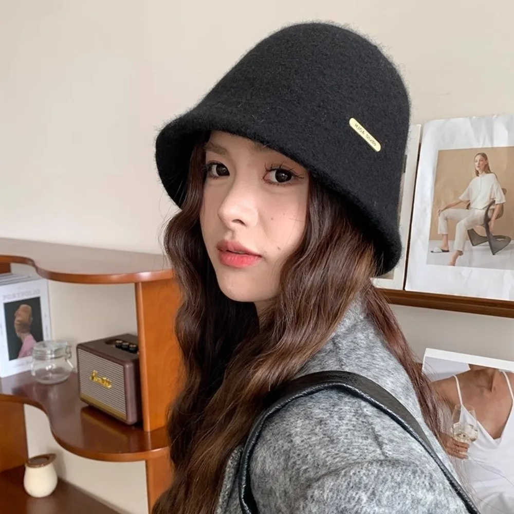 الشتاء الدافئة الصوف مزيج صياد قبعة سميكة يندبروف قبعة دلو قبعات حوض بلون قابلة للطي