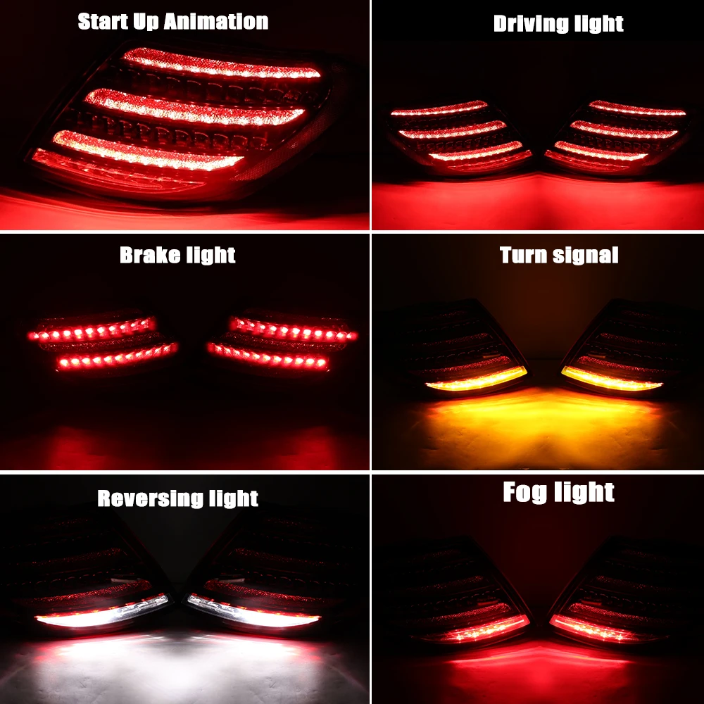 Tail Llights For Mercedes-Benz W204 2007 2008 2009 2013 LED Accessories Driving Lights Brake Lights Turn Signals Reverse Lights