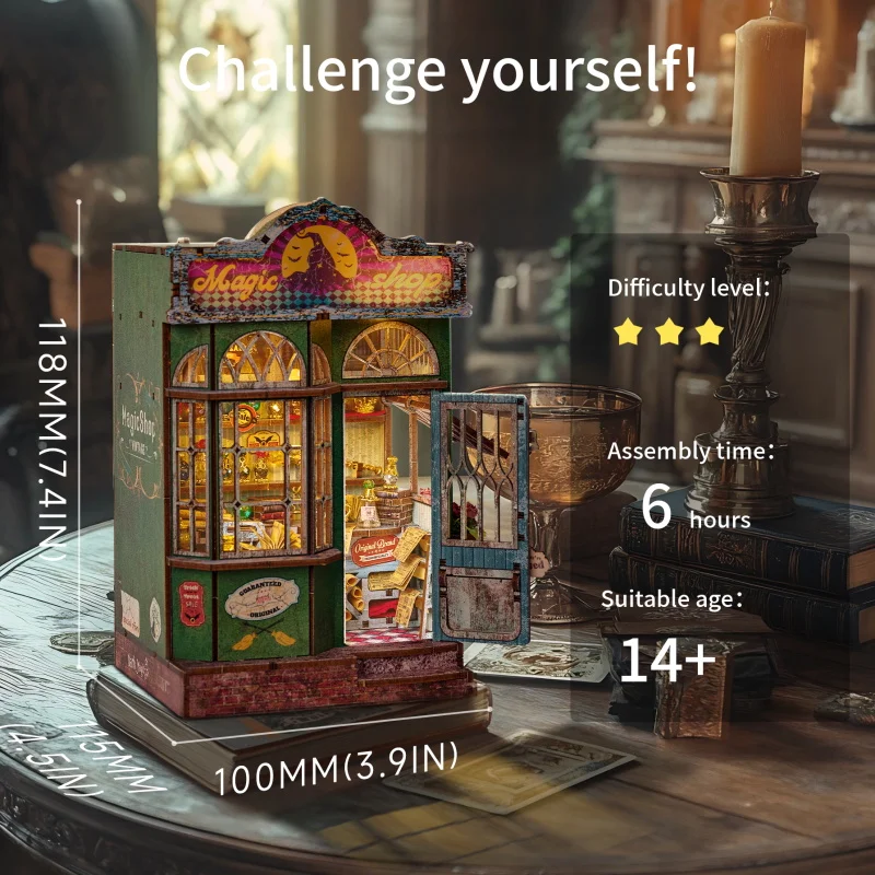 DIY Wooden Miniature Model Kit Magic Shop Casa Doll Houses 3D Puzzle Dollhouse With Furniture Light for Friends Birthday Gifts