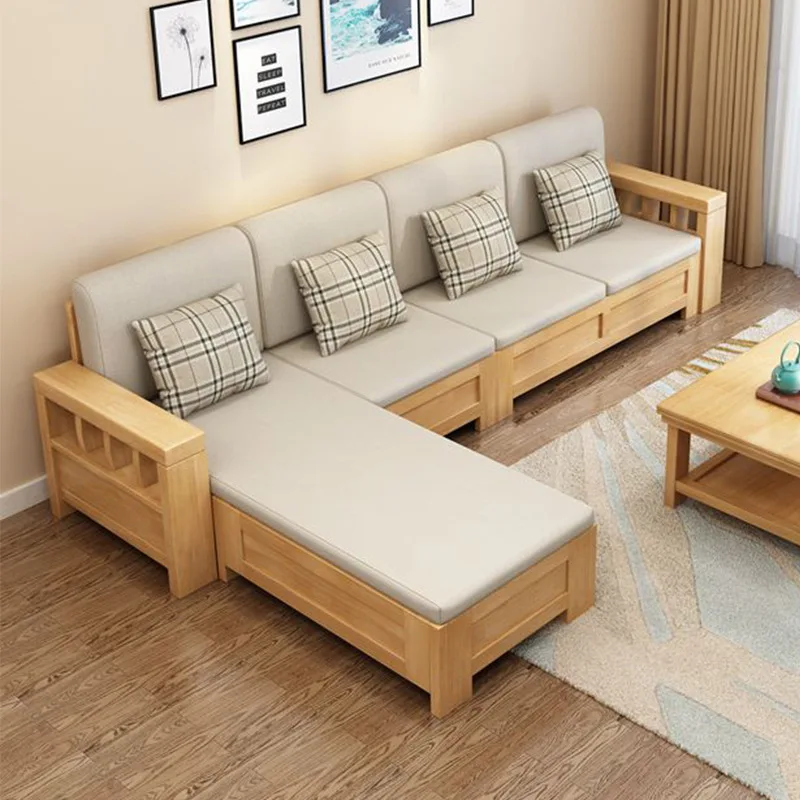New Chinese-style solid wood corner sofa, concubine winter and summer dual-purpose, modern simple storage sofa