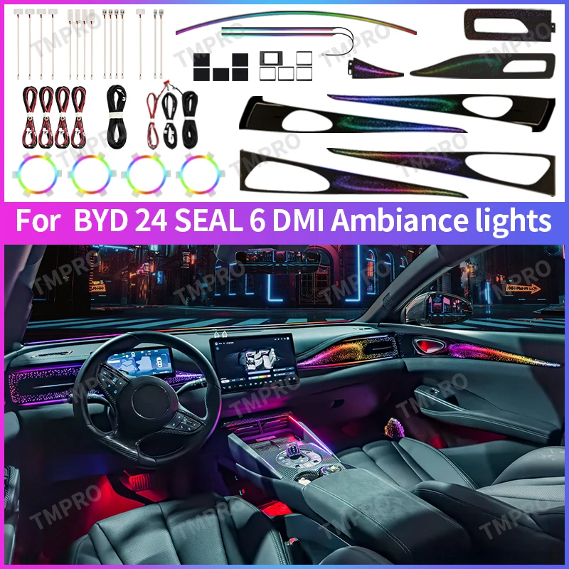 

Applicable for 2024+ BYD Seal 06 dmi Car Ambient Lights Automotive Interior Decoration64 Colors LED Safety assistance systems