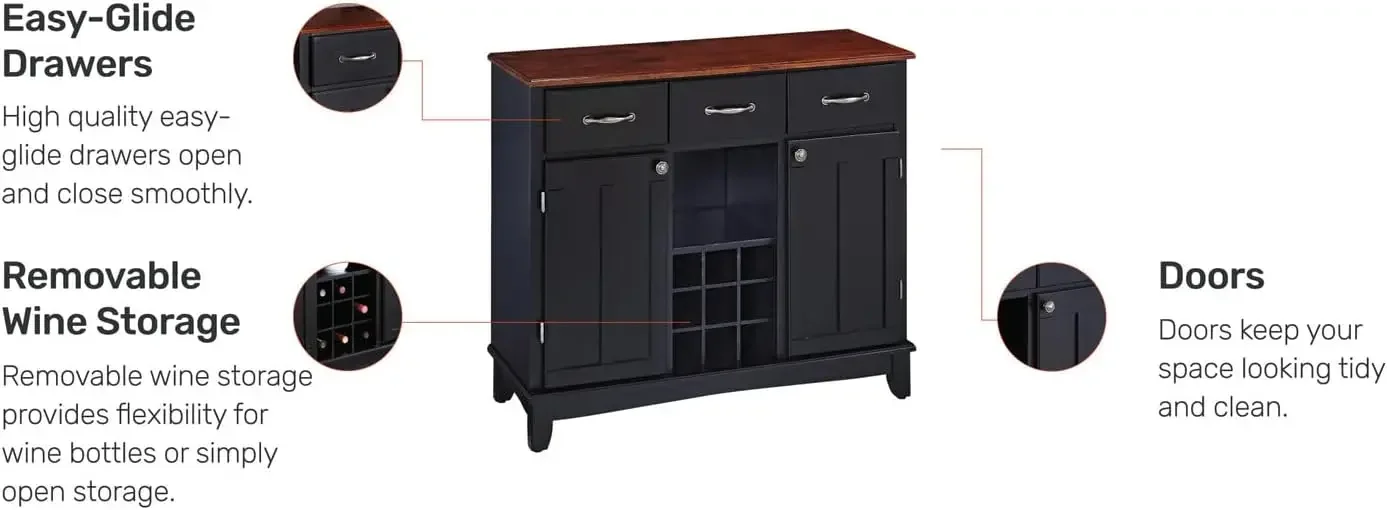 Server Sideboards-Buffetten-Credenzas, Zwart