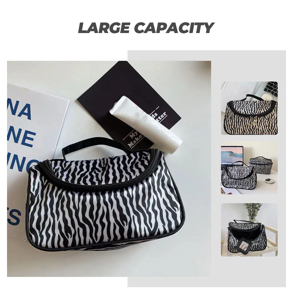 

2Pcs Zebra Pattern Bag Lightweight Durable Waterproof Dustproof Travel Toiletry Storage Pouch High Capacity