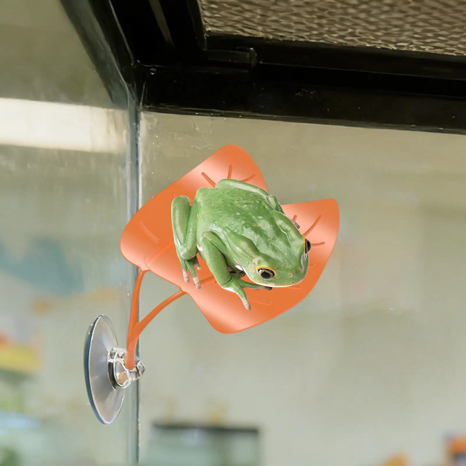 Geckos Frog Habitat Leaf Suction Cup Reptile Basking Area Resting Terrace Suction Cups Tank Decor Simulated Leaves Area Resting view 5