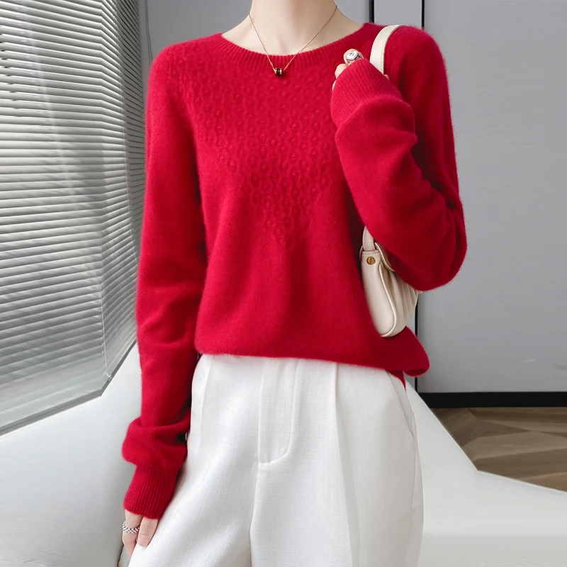 Authentic sweater women fall/winter 2023 new Korean version of sweater top loose round neck bottoming sweater.