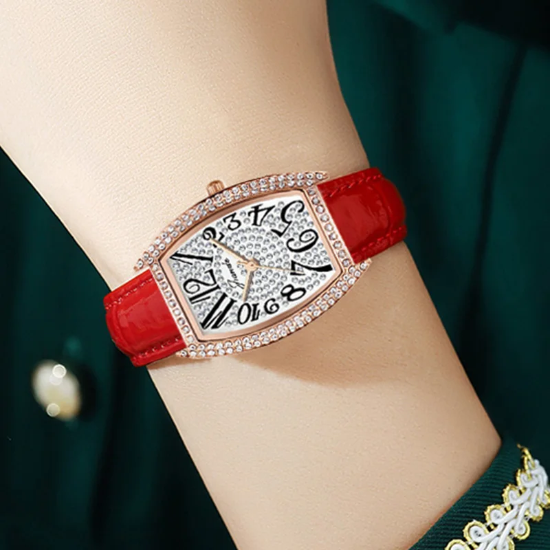 New in Watches for Women Fashion Quartz Watch Original Waterproof Hand Clock Tonneau Leather Elegant Women Wristwatch