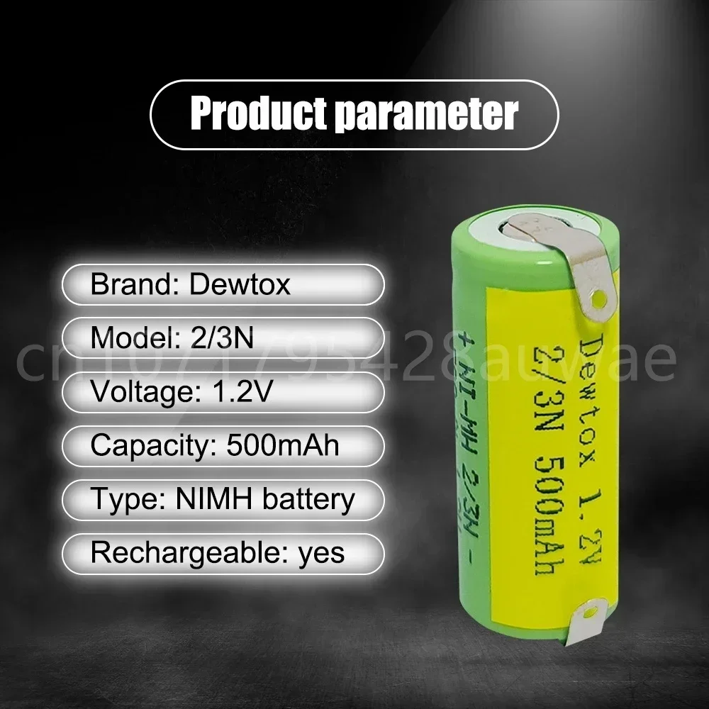 1.2V 2/3N Nickel-metal Hydride Rechargeable Battery 500mAh 2/3N Battery with Solder Is Suitable for Toy Computer Batteries