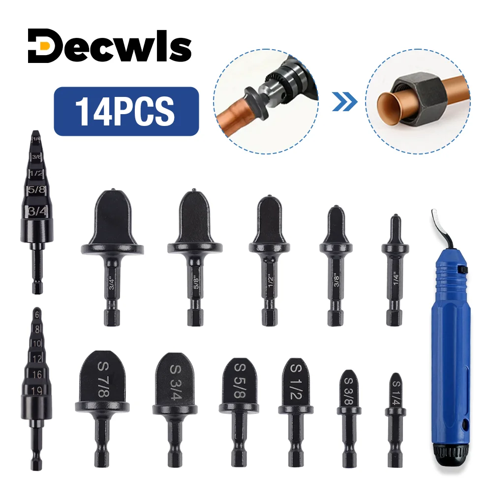 11/12/14 PCS Copper Tube Expander Set, Imperial Pipe Hole Expander, Air Conditioner Repair Drill Expansion Tool, Deburring Tools