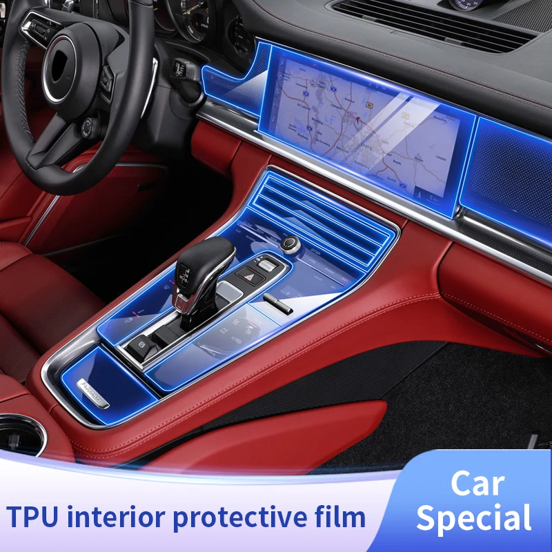 Para Porsche Cayenne Palamela Macan 718 consola Panel de engranaje Protector de pantalla pegatina película protectora de TPU accesorios interiores