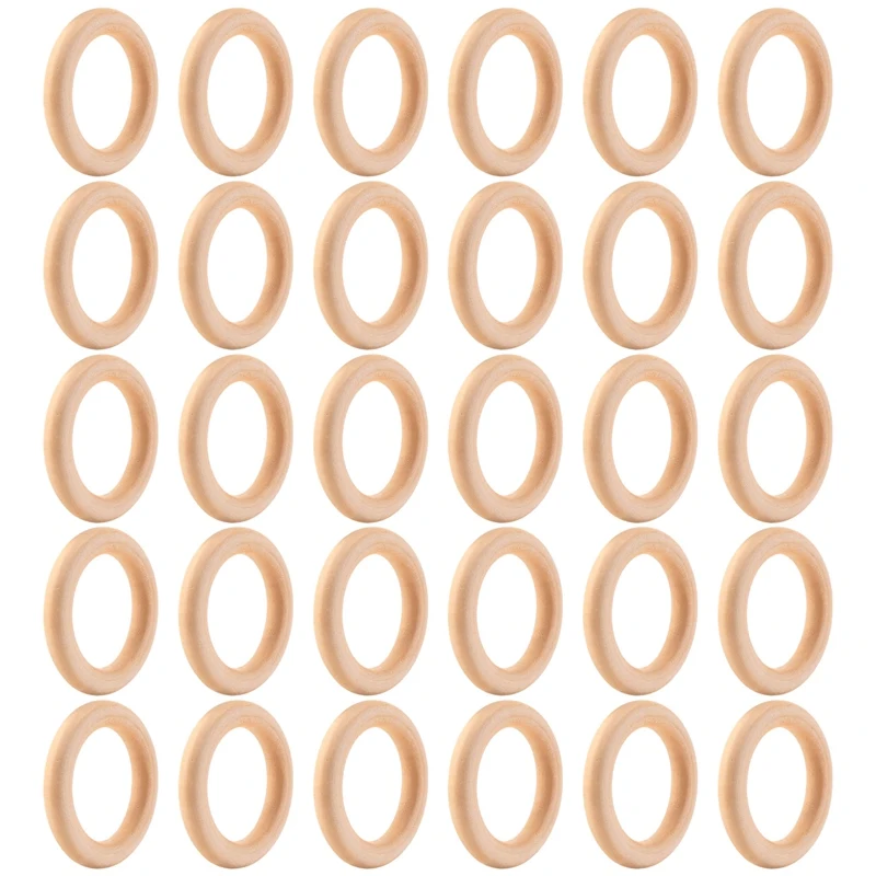 

30 Pcs Natural Wood Rings 60Mm Unfinished Macrame Wooden Ring Wood Circles For DIY Craft Ring Pendant Jewelry Making