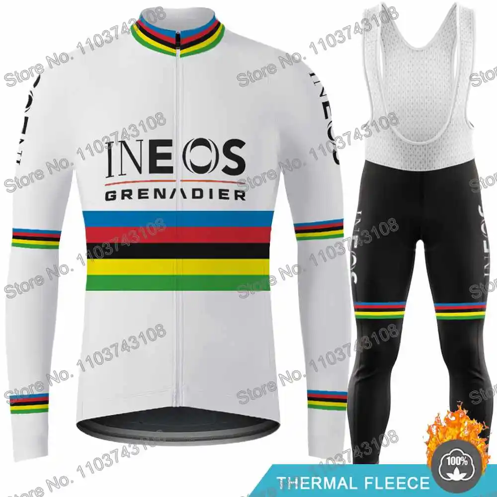 Ineos Grenadier 2024 World Champion Cycling Clothing Winter Cycling Jersey Men's Set Autumn Road Bike Shirt MTB Thermal Jacket