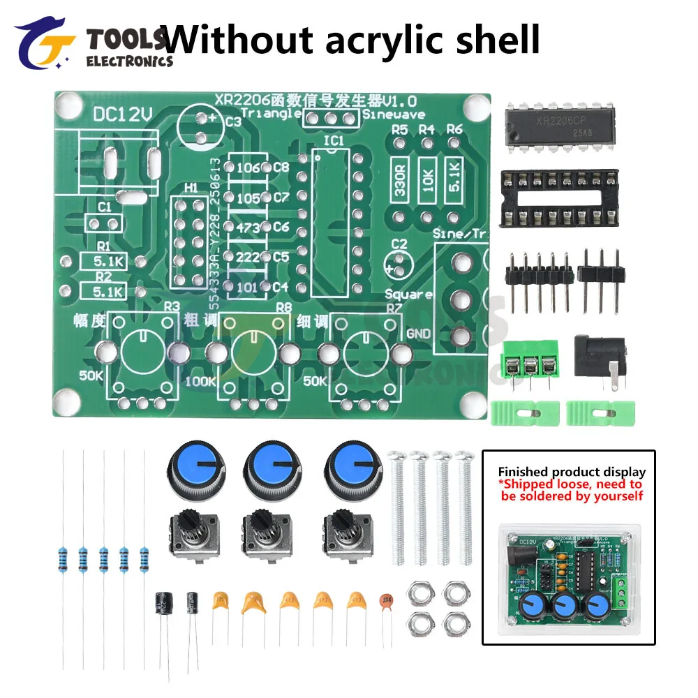 XR2206 Функция Генератор сигналов DIY Kit 1 Гц-1 МГц Регулируемый синусоидальный треугольник прямоугольный выход постоянного тока 9-12 В для электронной лаборатории Schoo