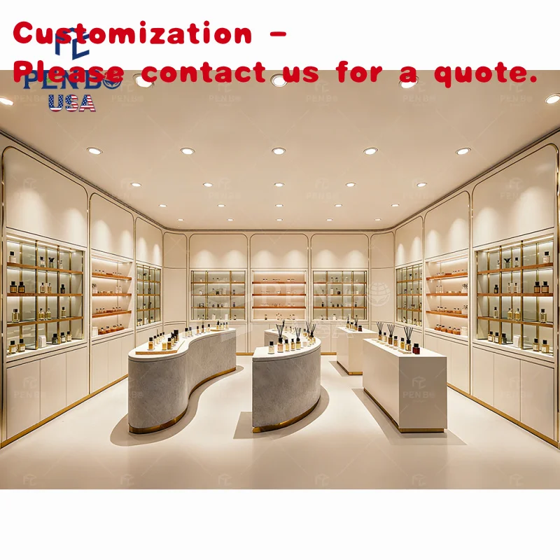 

custom.PENBO High Quality Perfume Display Cabinet And Shelves Custom Showcase Furniture Boutiques And Retail Stores