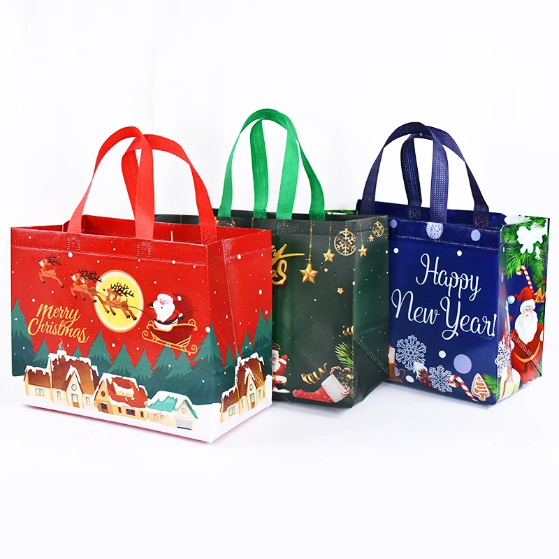 Weihnachts-Einkaufstasche mit Griffen, Weihnachtsmann, Schneemann, Süßigkeiten, Geschenkverpackung, Tasche, Frohe Weihnachten, Neujahr, Party, Dekoration, Noel-Einkaufstasche – Detail 16