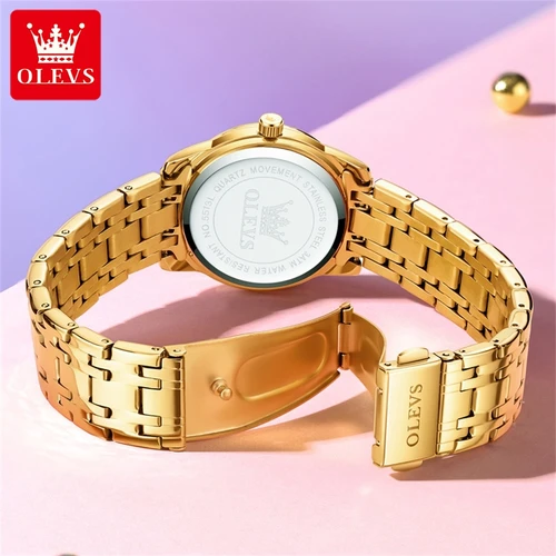 Imagen 2 del producto OLEVS-reloj de cuarzo de acero inoxidable para mujer, pulsera elegante, resistente al agua, con calendario semanal, luminoso, a la moda, 5513