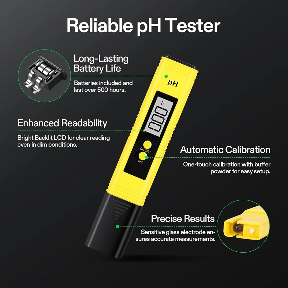 Digital PH TDS Meter Kits High Accuracy Pen Type PH Meter Accuracy 3in1 TDS EC Temperature Meter for Hydroponics Pool Aquarium