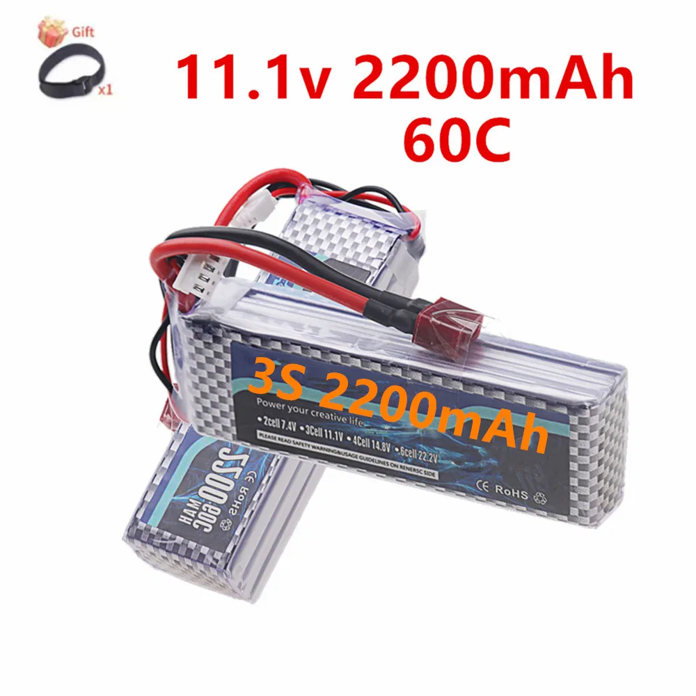

3S 11.1V Lipo Battery Deans T / XT60 2200mAh 60C For RC Helicopter Aircraft Quadcopter Cars Airplane Spare Parts Upgrade 1500mAh