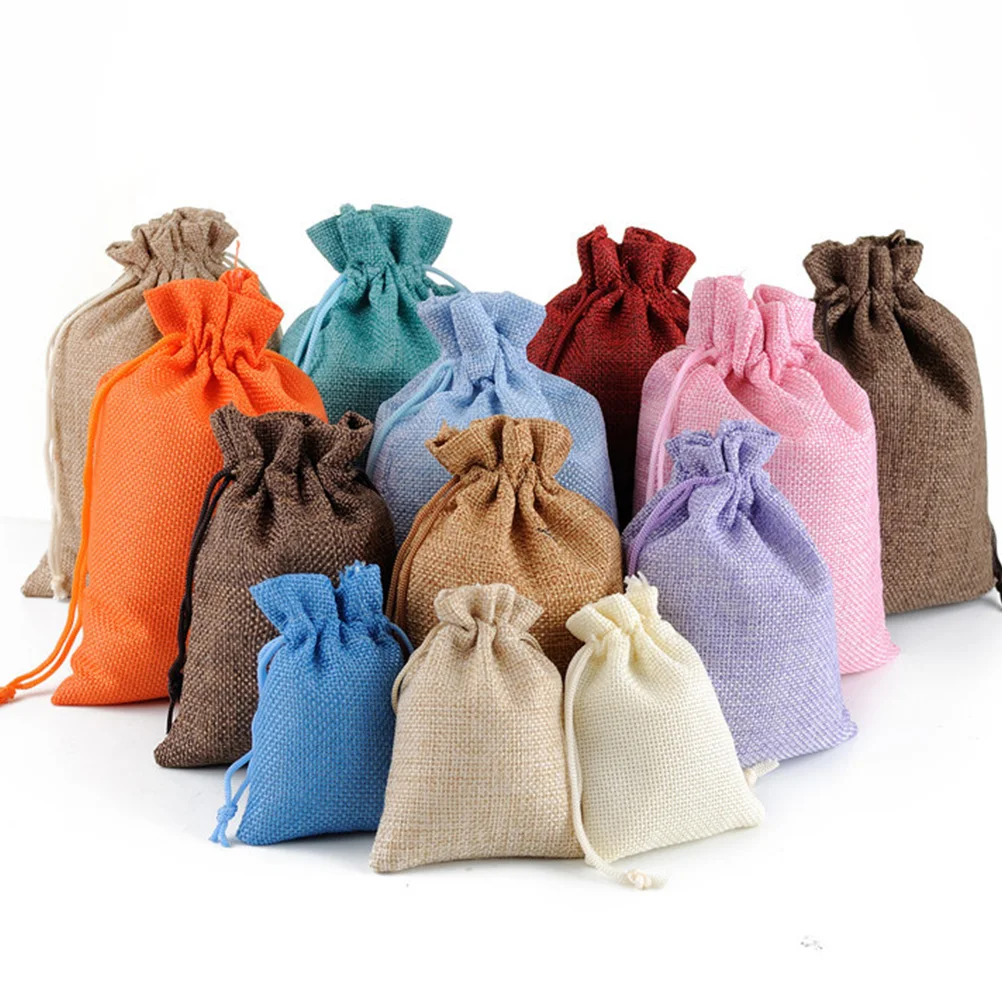 

12 Pcs Breathable Bag Burlap Bags Small Drawstring Pouch Linen Wedding Jewelry Storage