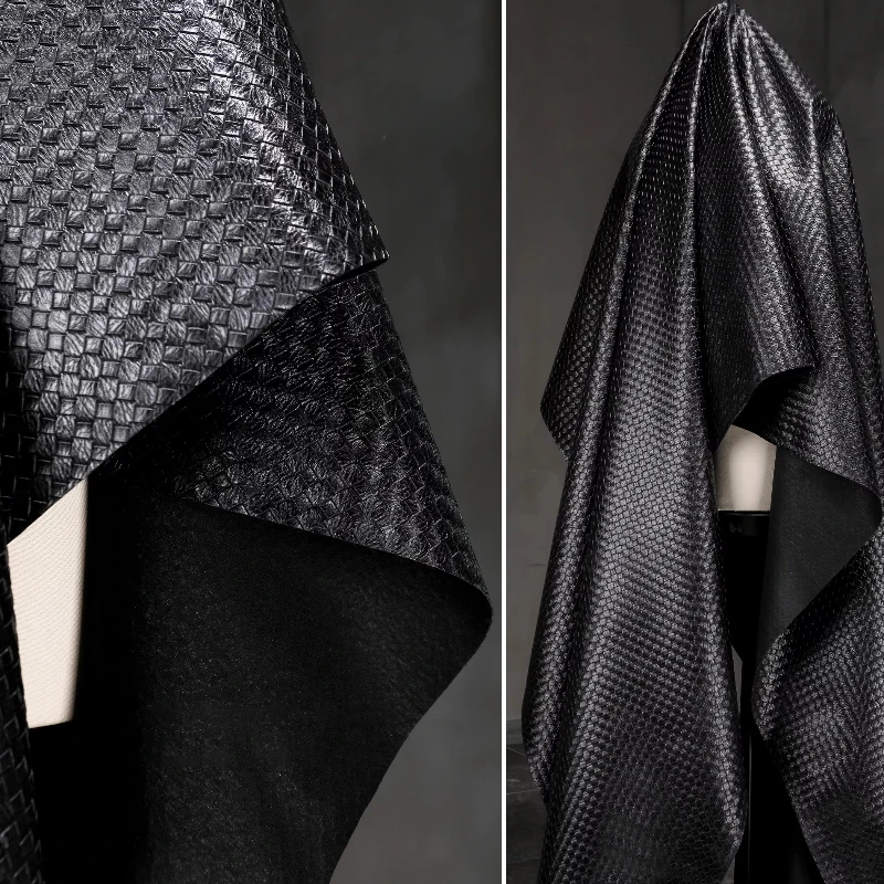 50cm X 140cm Braided Rhombus Muscle Embossed Leather Fabric DIY Bag Jacket Womens Dress Clothing DIY Designer Fabrics for Sewing